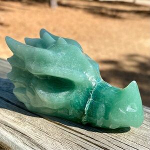 SOLD ON WN Hand-Carved Green Aventurine Dragon Head Carving